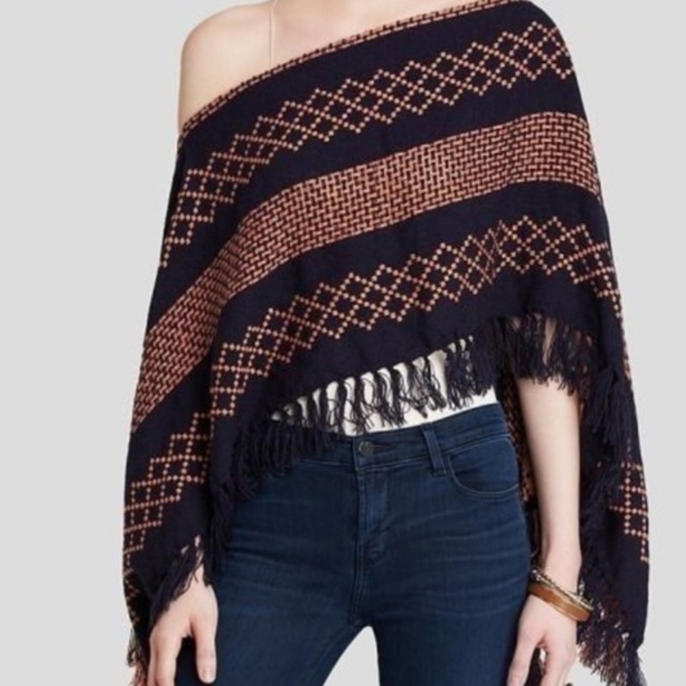 NWT Free People Weave Pattern Poncho
